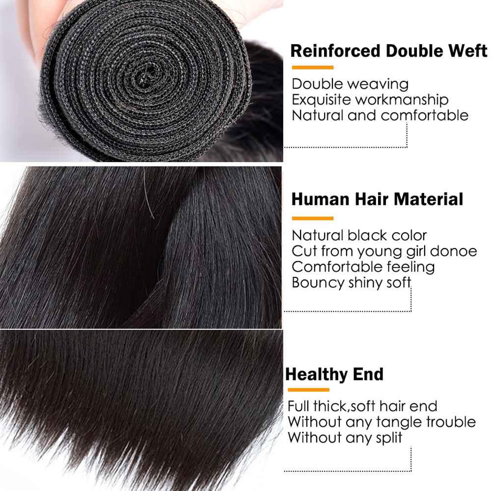 Bundles with Closure Body Wave Brazilian Virgin Human Hair Weave Bundles 3+1 | SULMY.