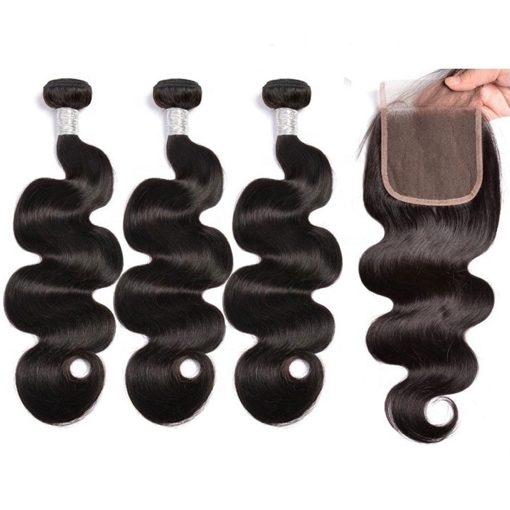 Bundles with Closure Body Wave Brazilian Virgin Human Hair Weave Bundles 3+1 | SULMY.