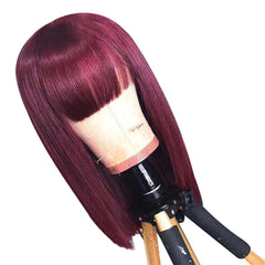 Short Human Hair Bob Wigs with Bangs
