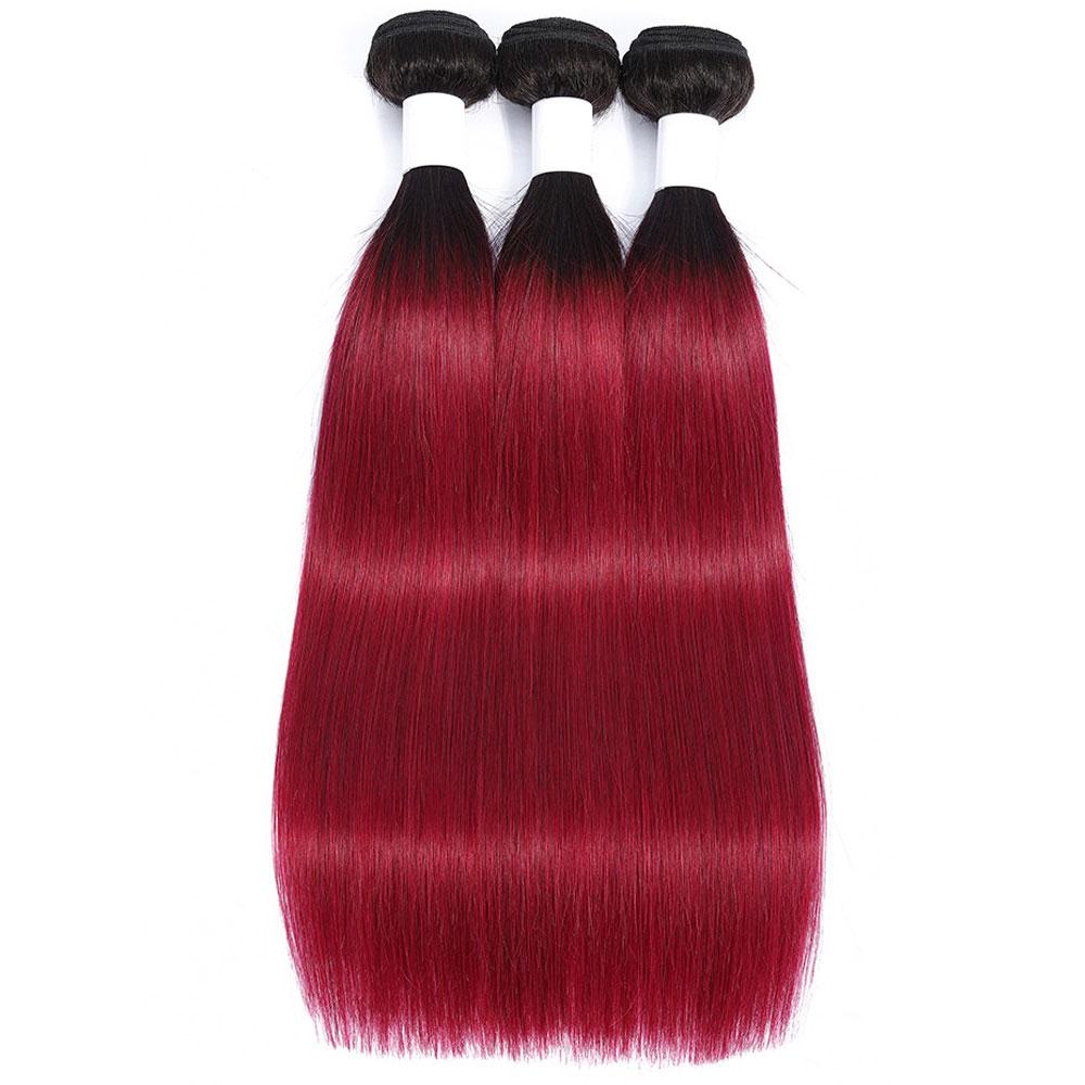 Ombre Burgundy Bundles Straight Hair Weave Dark Roots | SULMY.
