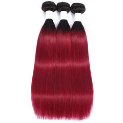 Ombre Burgundy Bundles Straight Hair Weave Dark Roots | SULMY.