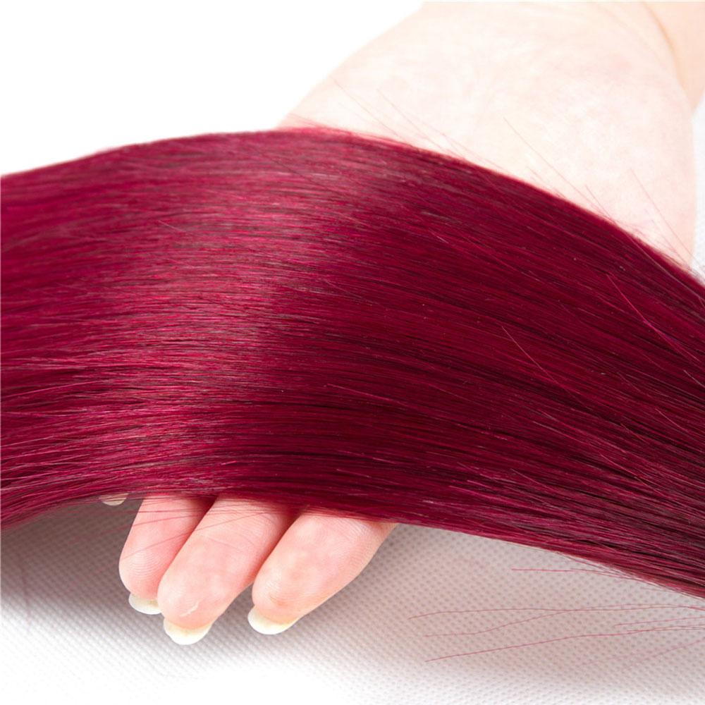 Ombre Burgundy Bundles Straight Hair Weave Dark Roots | SULMY.