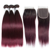 Ombre 99j Hair Bundles With Closure Dark Roots 99j Hair Weave | SULMY.