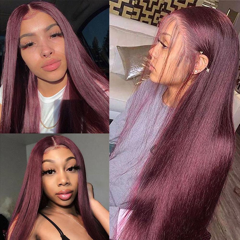 99J Wig Human Hair Long Maroon Lace Front Wigs SULMY | SULMY.