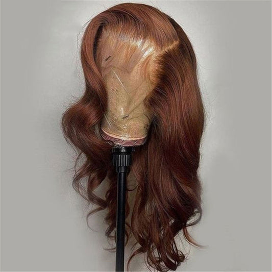 Chocolate Brown Wavy Lace Front Wig 100% Real Human Hair