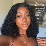 SULMY Closure Bob Wigs Human Hair Free Part Lace Wigs -Deep Wave | SULMY.