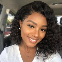 SULMY Closure Bob Wigs Human Hair Free Part Lace Wigs -Deep Wave | SULMY.