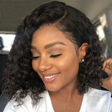 SULMY Closure Bob Wigs Human Hair Free Part Lace Wigs -Deep Wave | SULMY.