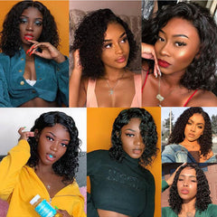 SULMY Closure Bob Wigs Human Hair Free Part Lace Wigs -Deep Wave | SULMY.