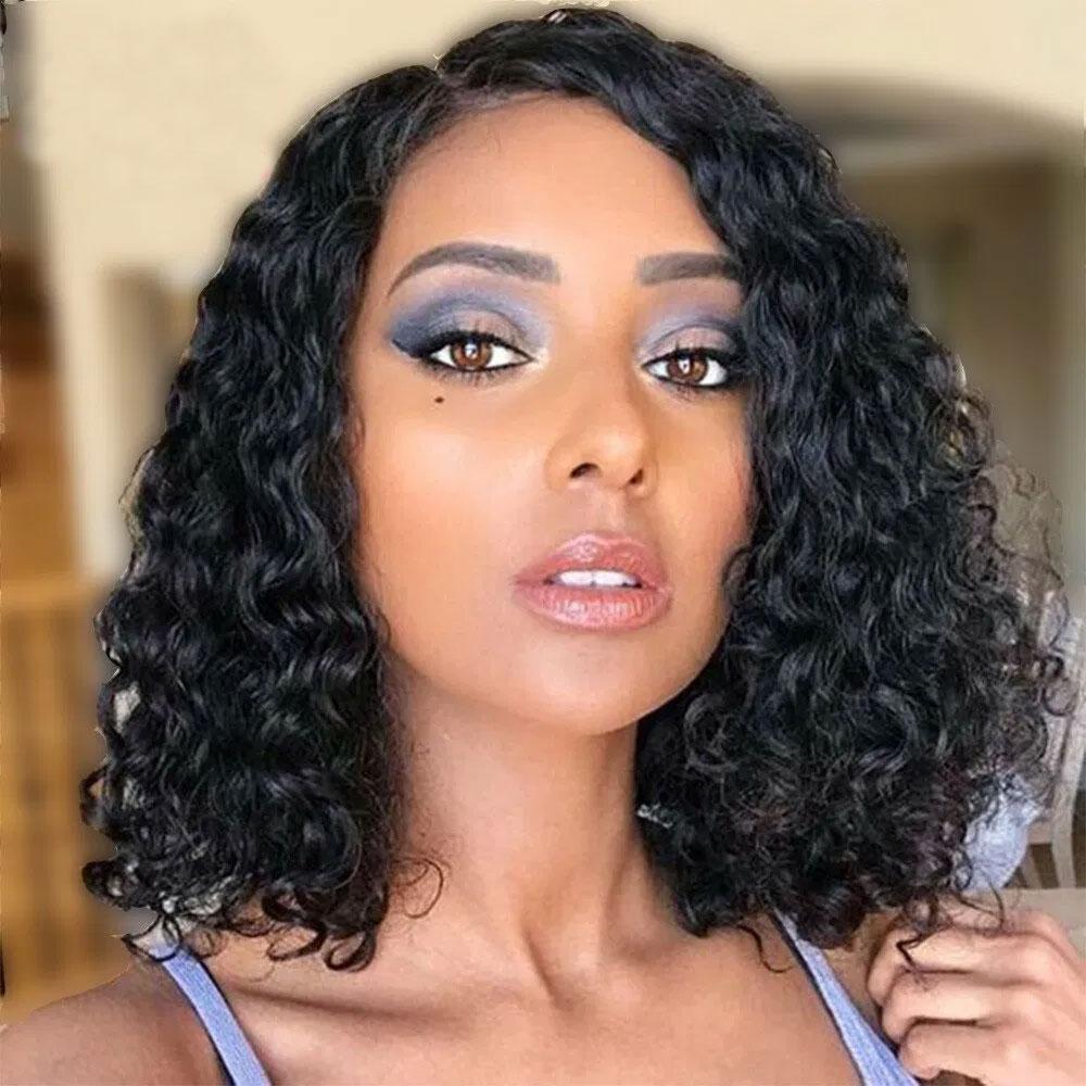 SULMY Closure Bob Wigs Human Hair Free Part Lace Wigs -Water Wave | SULMY.