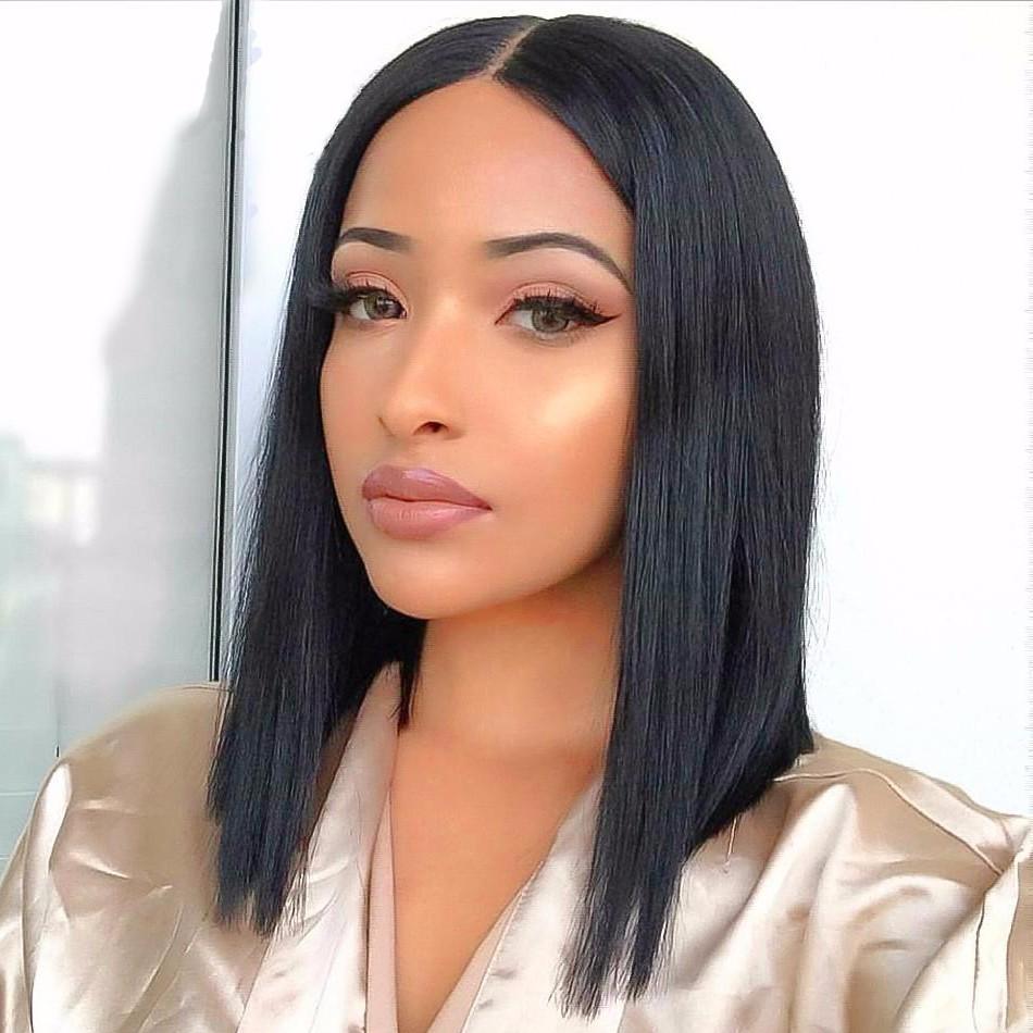 Middle Part Closure Bob Wigs 4x4 Glueless Human Hair Lace Wigs Pre-plucked 180% Density -SULMY | SULMY.