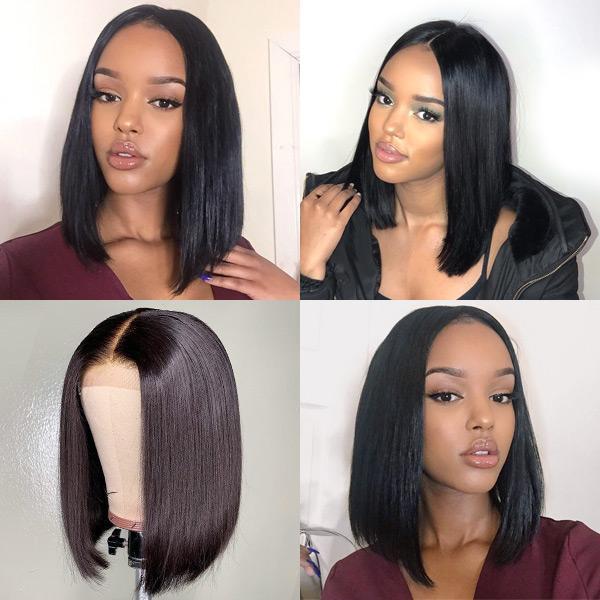 SULMY Lace Front Bob Wigs Human Hair Short Frontal Wigs -Silky Straight | SULMY.