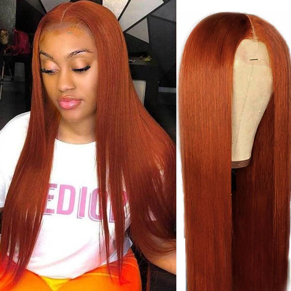 Ginger Orange Lace Front Wig Human Hair Long Burnt Orange Copper Pre-colored Wigs SULMY | SULMY.