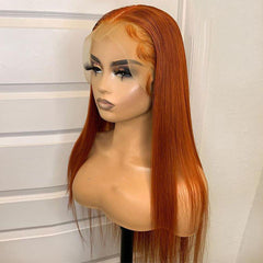 Ginger Orange Lace Front Wig Human Hair Long Burnt Orange Copper Pre-colored Wigs SULMY | SULMY.