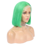 Green Bob Lace Front Wig Colored Short Human Hair Wigs -SULMY | SULMY.