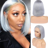 Grey Bob Lace Front Wig Colored Short Human Hair Wigs -SULMY | SULMY.