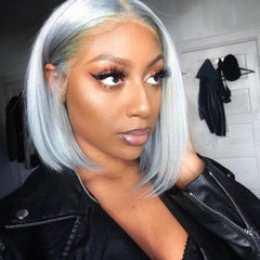 Grey Bob Lace Front Wig Colored Short Human Hair Wigs -SULMY | SULMY.