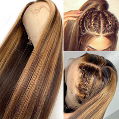 Highlights Wigs Human Hair Brown Wigs With Blonde Highlights SULMY | SULMY.