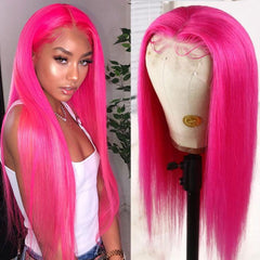 Pink Lace Front Wigs Long Human Hair Wig | SULMY.