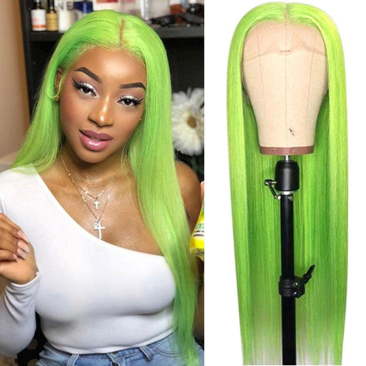 Lime Green Wigs Human Hair Bright Green Lace Front Colored Wigs SULMY | SULMY.