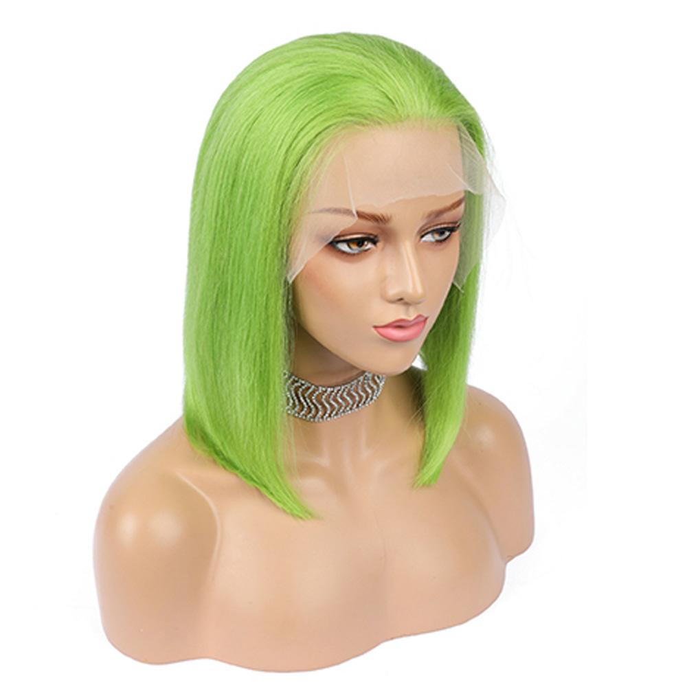 Lime Green Bob Lace Front Wig Colored Short Human Hair Wigs -SULMY | SULMY.