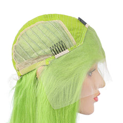 Lime Green Bob Lace Front Wig Colored Short Human Hair Wigs -SULMY | SULMY.