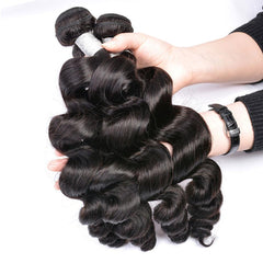 Bundles with Frontal Loose Wave Brazilian Virgin Human Hair Weave Bundles 3+1 | SULMY.