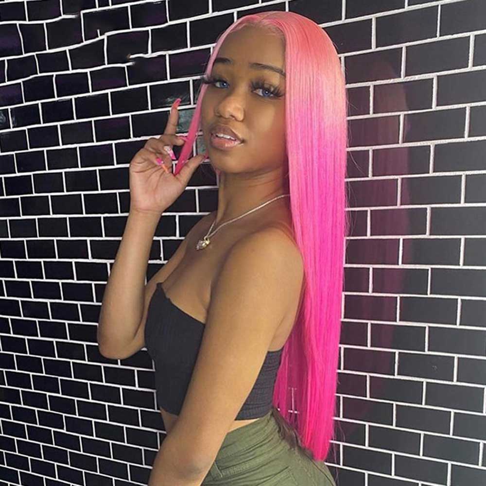 Ombre Pink Lace Front Wigs 100% Real Human Hair