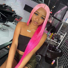 Ombre Pink Lace Front Wigs 100% Real Human Hair