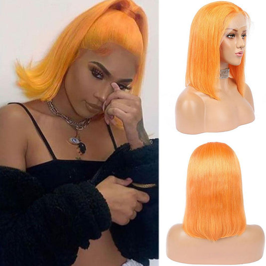 Orange Bob Lace Front Wig Colored Short Human Hair Wigs -SULMY | SULMY.
