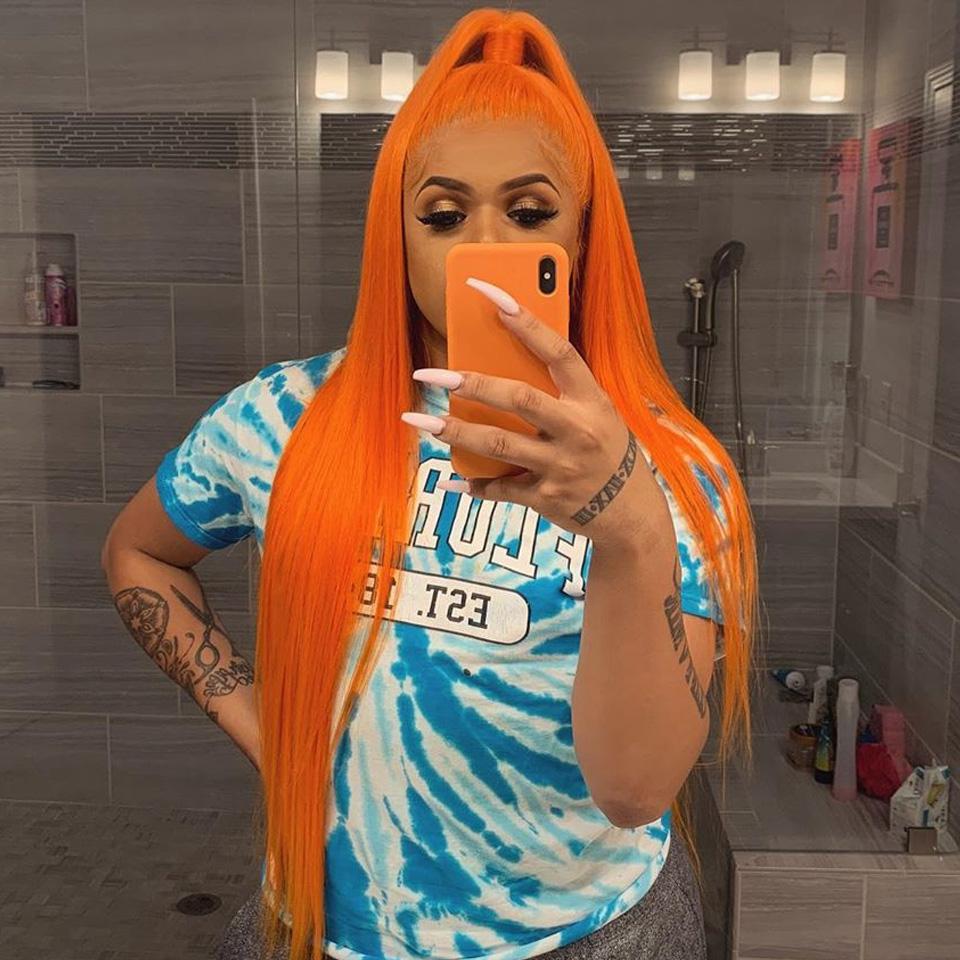 Orange Wigs Human Hair Bright Orange Lace Front Colored Wigs SULMY | SULMY.