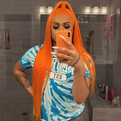 Orange Wigs Human Hair Bright Orange Lace Front Colored Wigs SULMY | SULMY.