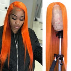 Orange Wigs Human Hair Bright Orange Lace Front Colored Wigs SULMY | SULMY.