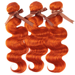 Orange Hair Weave Bundles With Blonde Closure Streaks In Front | SULMY.