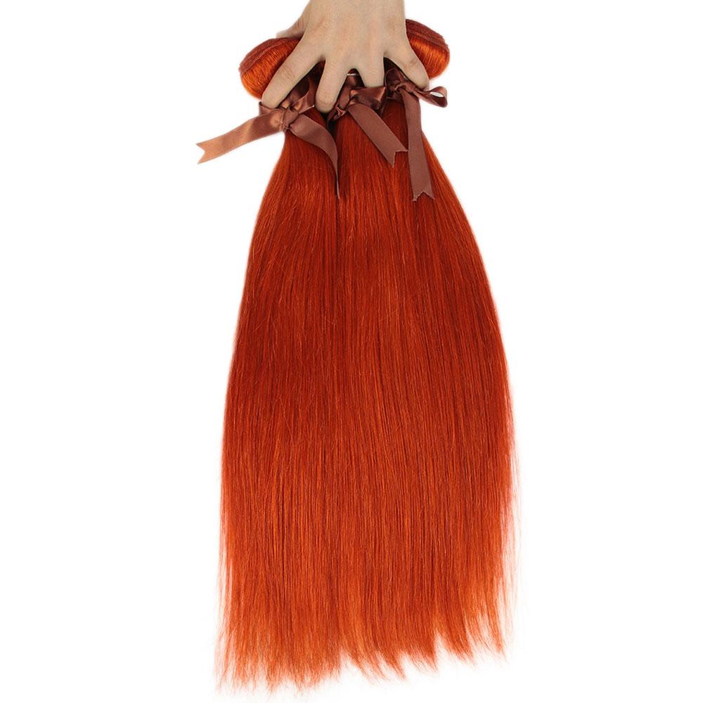 Orange Hair Weave Bundles With Frontal Straight | SULMY.