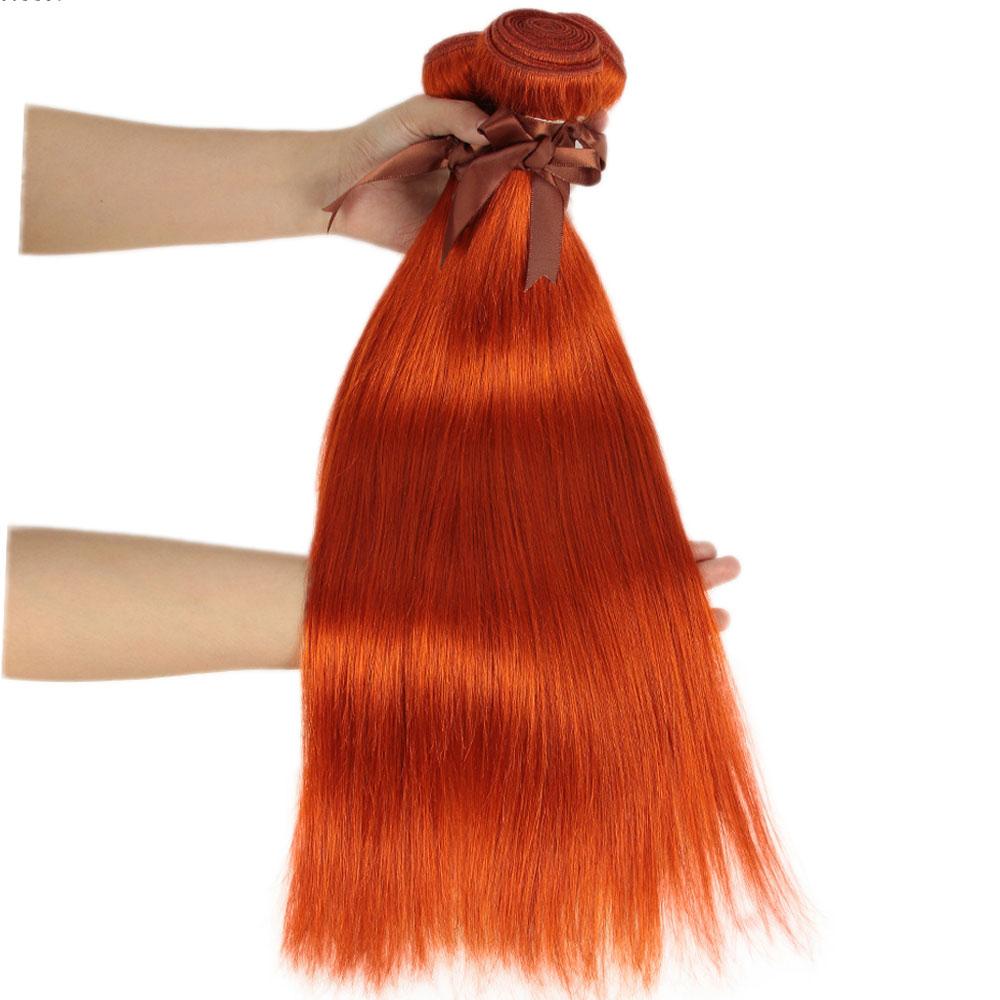Orange Hair Weave Bundles With Frontal Straight | SULMY.