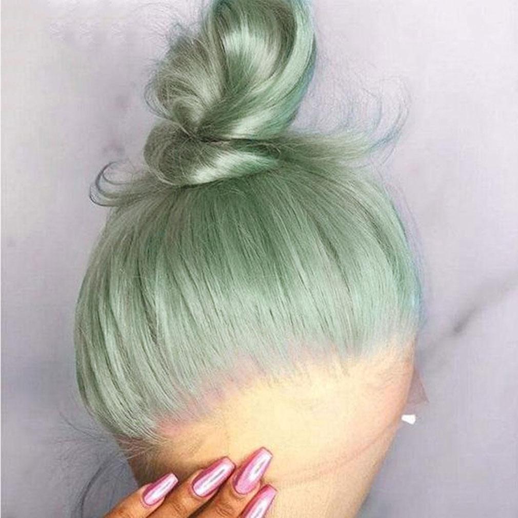 SULMY Pastel Green Colored Human Hair Wigs