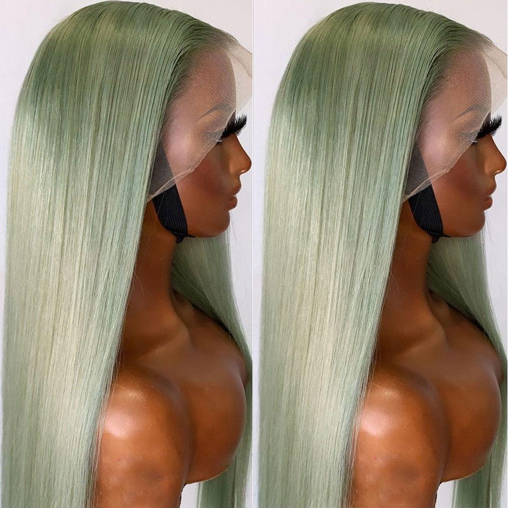 Pastel Green Colored Human Hair Wigs SULMY