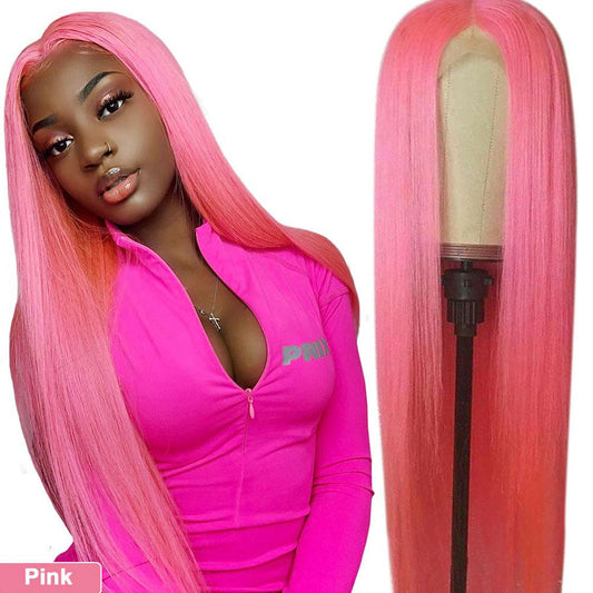 Pink Lace Front Wigs Long Human Hair Wig | SULMY.