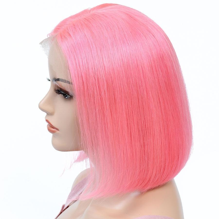 Pink Bob Lace Front Wig Colored Short Human Hair Wigs -SULMY | SULMY.