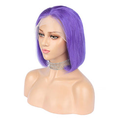 Purple Bob Lace Front Wig Colored Short Human Hair Wigs -SULMY | SULMY.