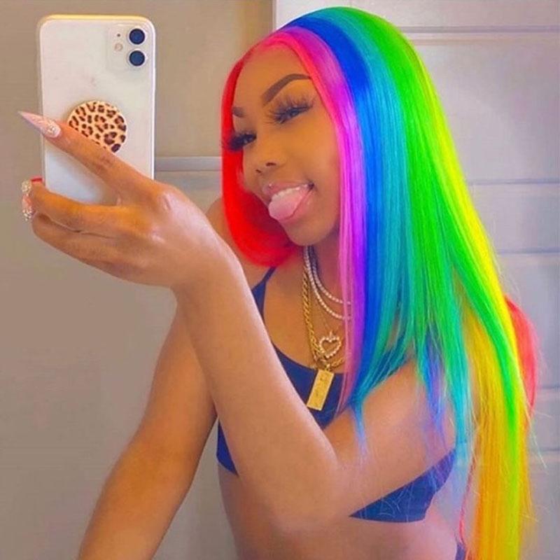 Multi colored hair wigs hotsell