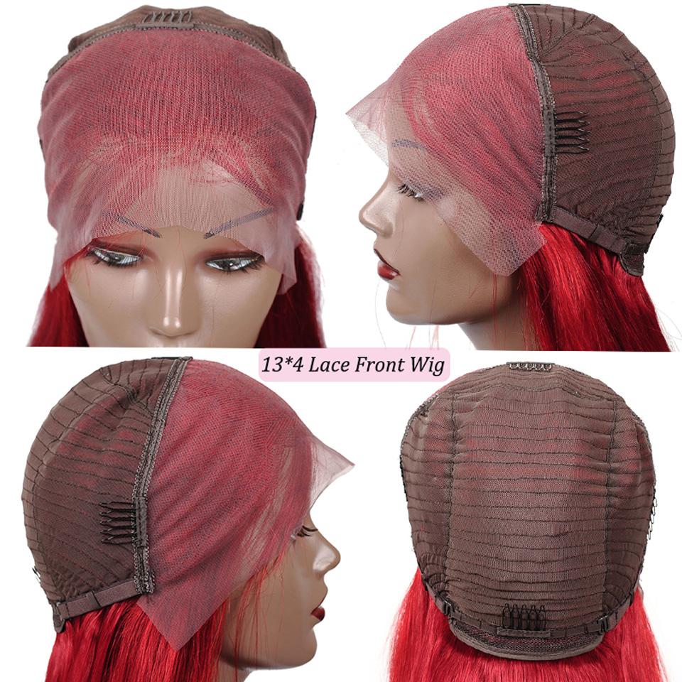 Red Wigs Human Hair Bright Red Lace Front Colored Wigs SULMY | SULMY.