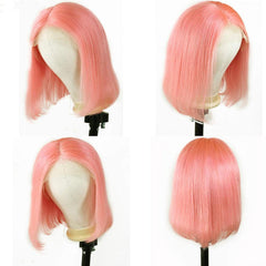 Rose Pink Bob Lace Front Wig Colored Short Human Hair Wigs -SULMY | SULMY.