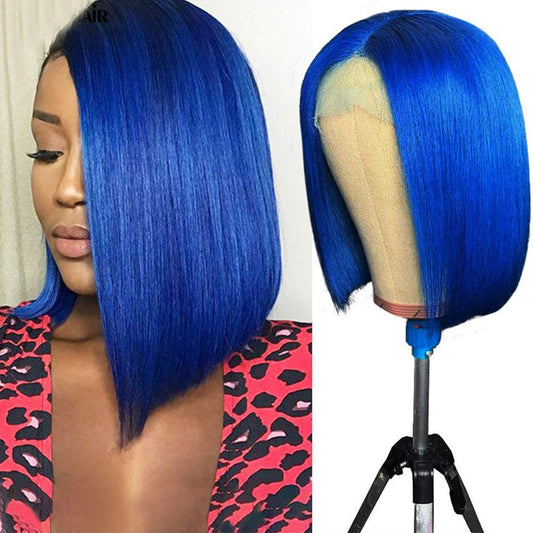 Royal Blue Bob Lace Front Wig Colored Short Human Hair Wigs -SULMY | SULMY.