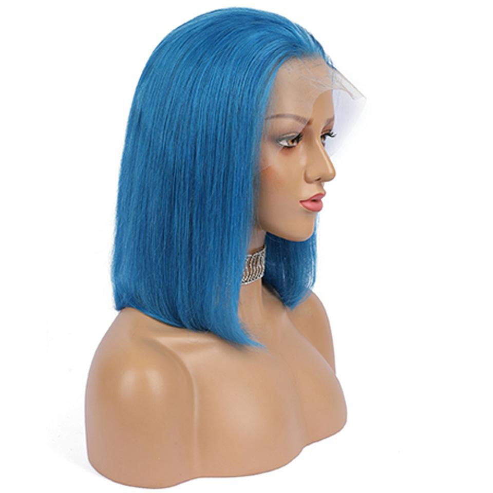 Sky Blue Bob Lace Front Wig Colored Short Human Hair Wigs -SULMY | SULMY.