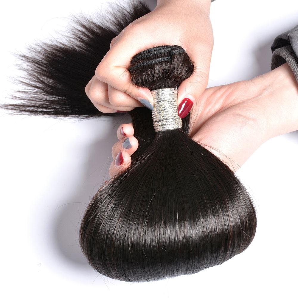 Bundles with Frontal Silky Straight Brazilian Virgin Human Hair Weave Bundles 3+1 | SULMY.