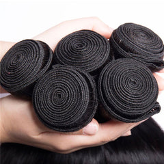 Bundles with Closure Silky Straight Brazilian Virgin Human Hair Weave Bundles 3+1 | SULMY.