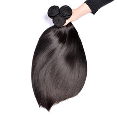 Bundles with Closure Silky Straight Brazilian Virgin Human Hair Weave Bundles 3+1 | SULMY.