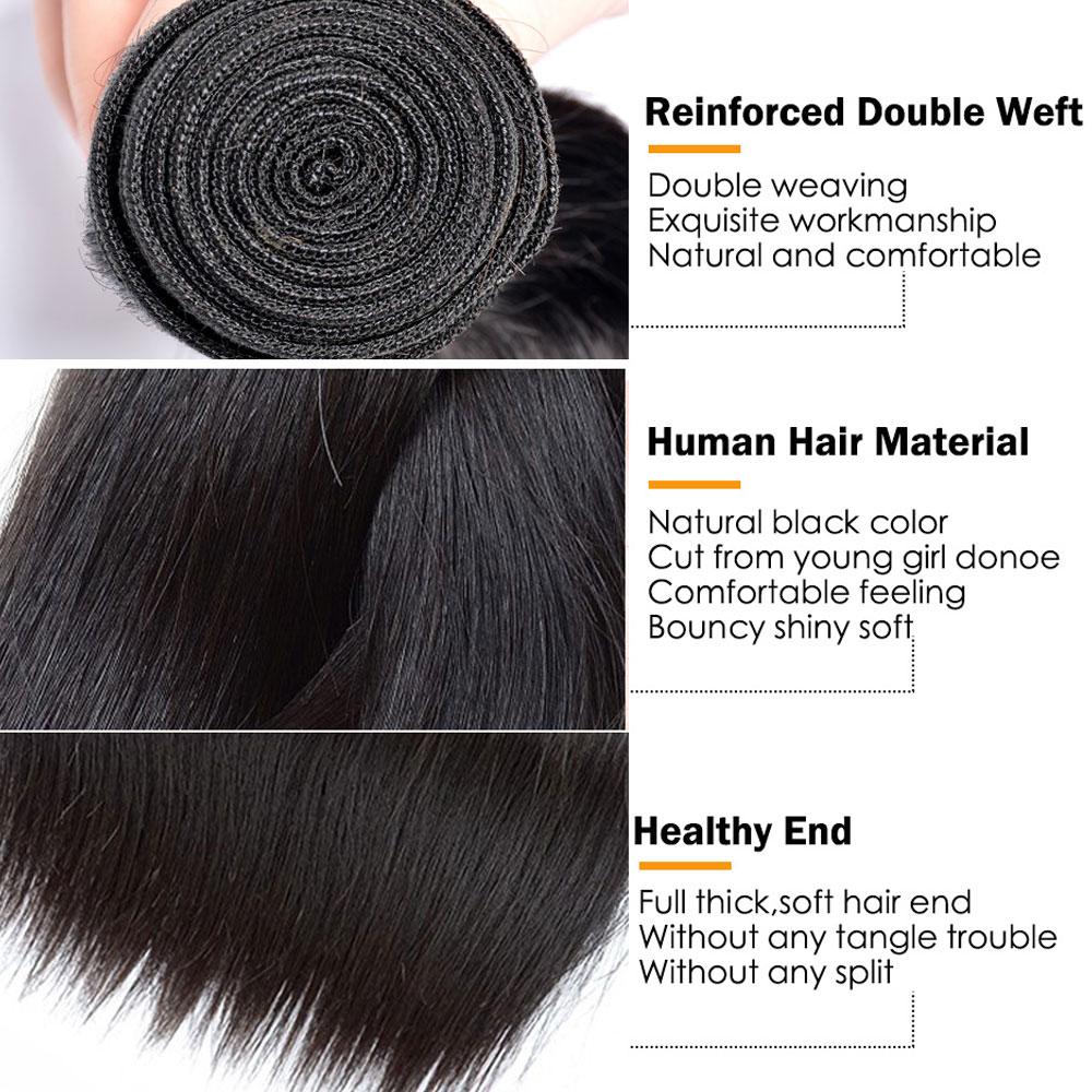 Bundles with Frontal Silky Straight Brazilian Virgin Human Hair Weave Bundles 3+1 | SULMY.